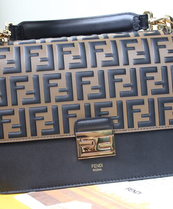 Fendi Kan I Leather Bag 8BT315 Coffee